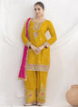 Vegaa Fashion Yellow Chinon Silk Embroidered Designer Salwar Suit