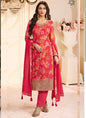 Vegaa Fashion Red Chinon Silk Embroidered Digital Print Designer Salwar Suit