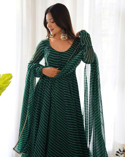 Joban Fashion Green Kurta Set Georgette Sequence Embroidery Work