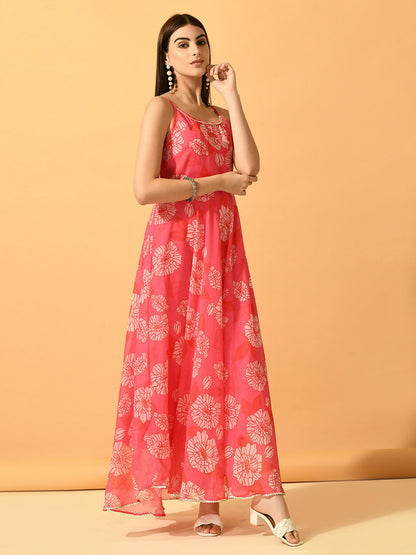 Myshka Women's Pink Fit and Flare Party Dress