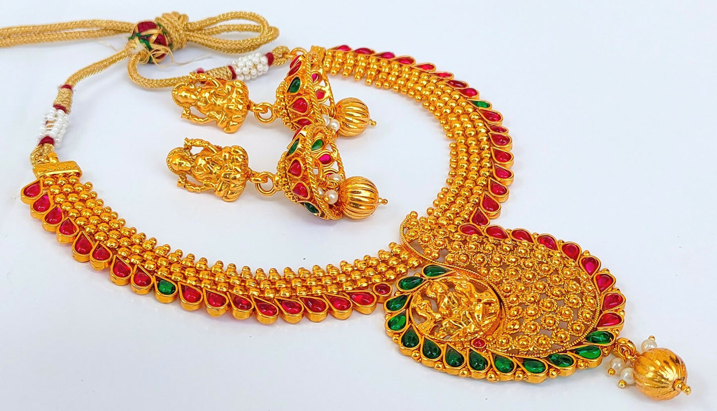 Multicolor kemp Temple Necklace Set