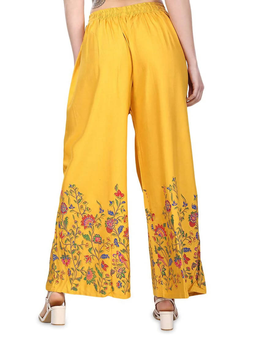 Mominos Fashion Mustard Floral Design Palazzo