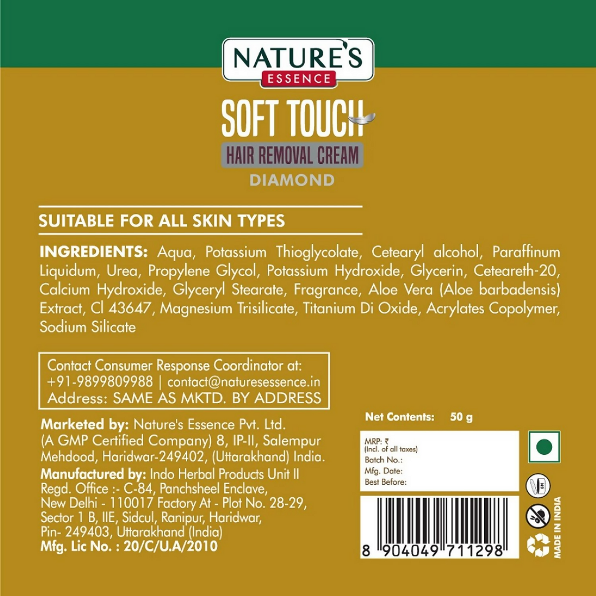 Nature's Essence Hair Removal Cream Gold - For All Skin Types