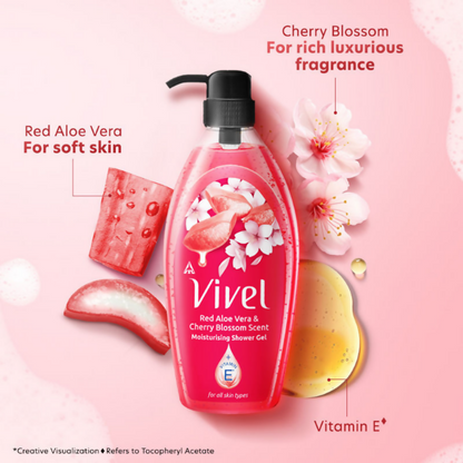 Vivel Red Aloe Vera & Cherry Blossom Scent Moisturizing Shower Gel