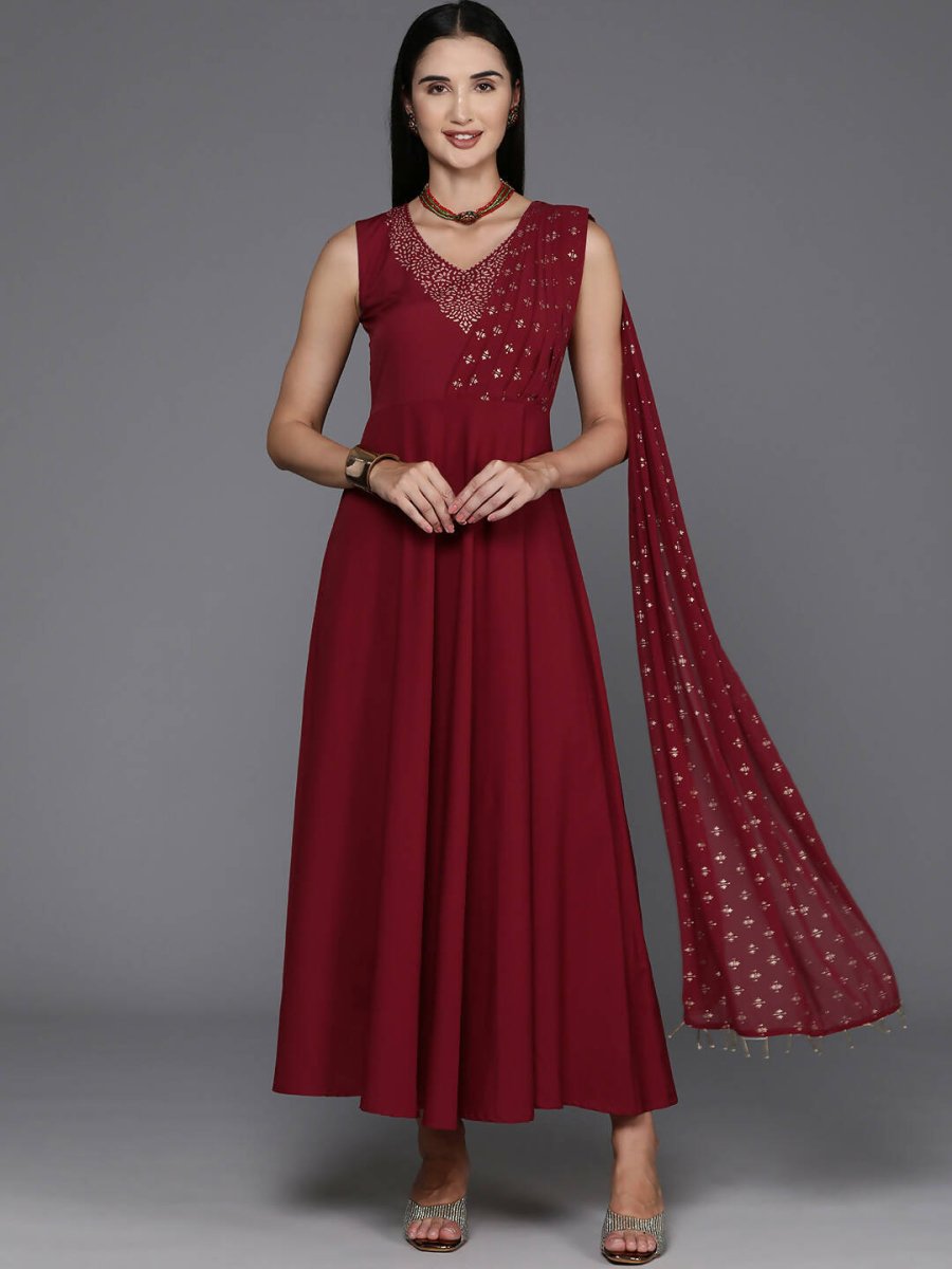 Ahalyaa Women's Traditional wear Ethnic Dress - Maroon