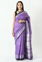 Mominos Fashion Moeza Purple & Black Bhagalpuri Handloom Silk Linen Saree with unstitched Blouse piece