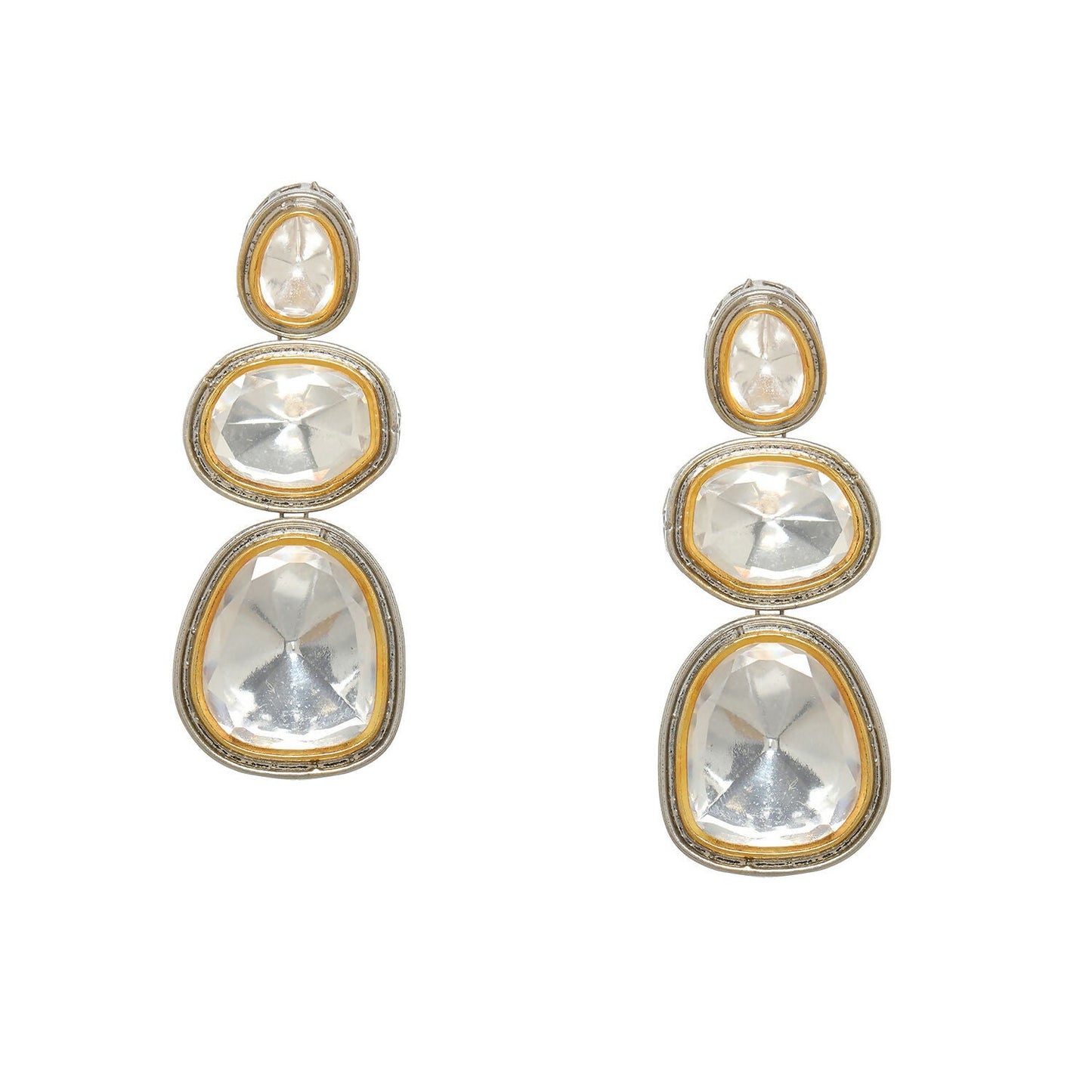 Kundan Earrings (Silver) - Ruby Raang