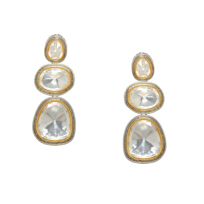 Kundan Earrings (Silver) - Ruby Raang