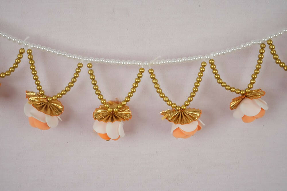 Kundan HandiKrafts Gold Orange Rose Thoranna