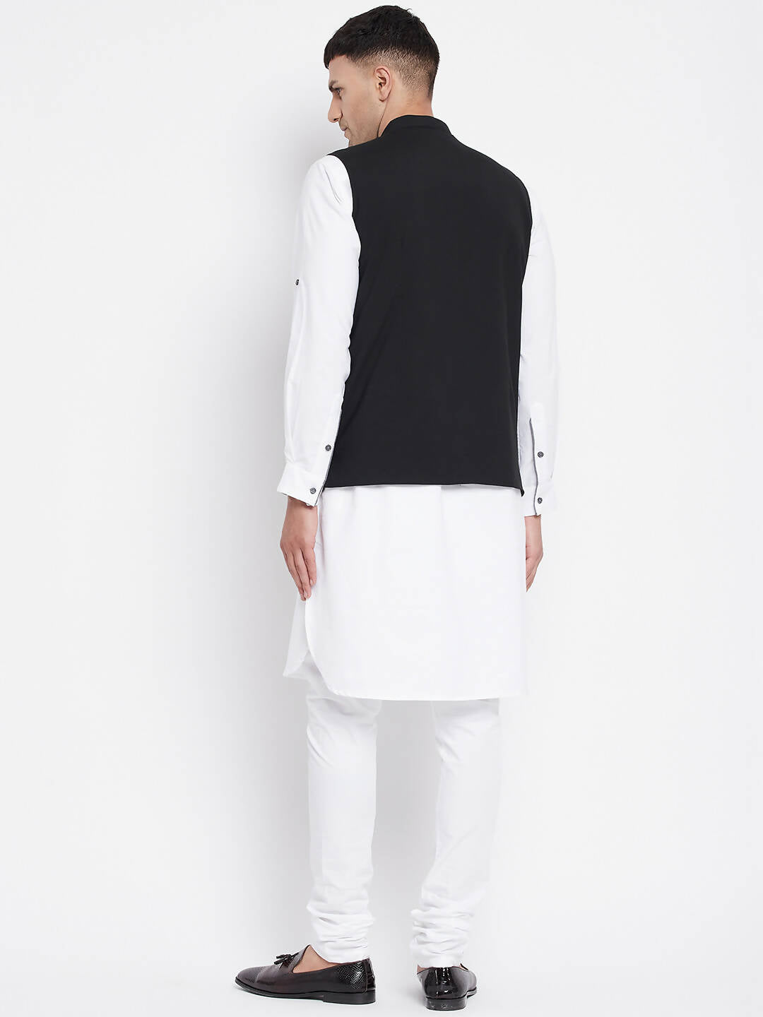 Even Apparels Black Pure Cotton Nehru Jacket With Eid Insignia NJ-PW668-CHA