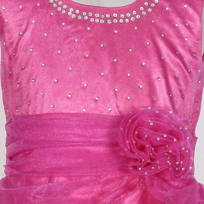Asmaani Baby Girl's Pink Color Satin Knee Length Frock (AS-DRESS-22139)