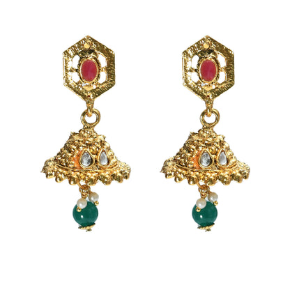 Mominos Fashion Johar Kamal Women Gold-Polished Brass Finish Meena & Pearls Work Choker