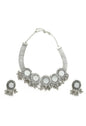 Mominos Fashion Johar Kamal Silver-Plated Brass Finish Mirror Work Women Choker