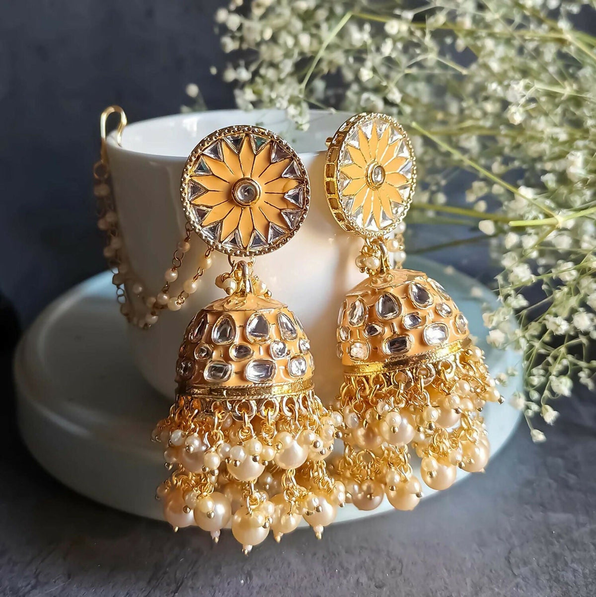 Joban Fashion Kundan Jhumka Earrings