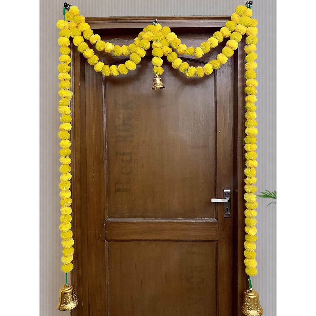 Tied Ribbons Yellow Hanging Marigold Garland Toran