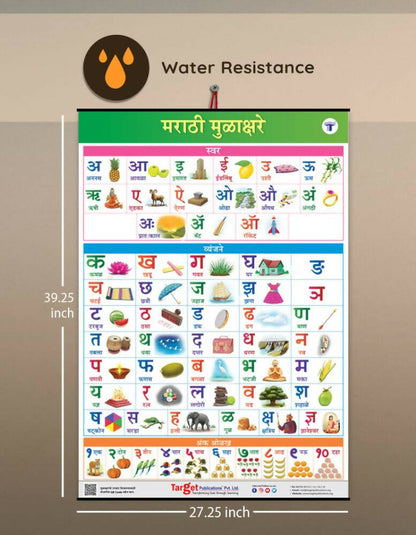 Jumbo Marathi Numbers and Alphabets Mulakshare Early Learning hanging Chart for Kids