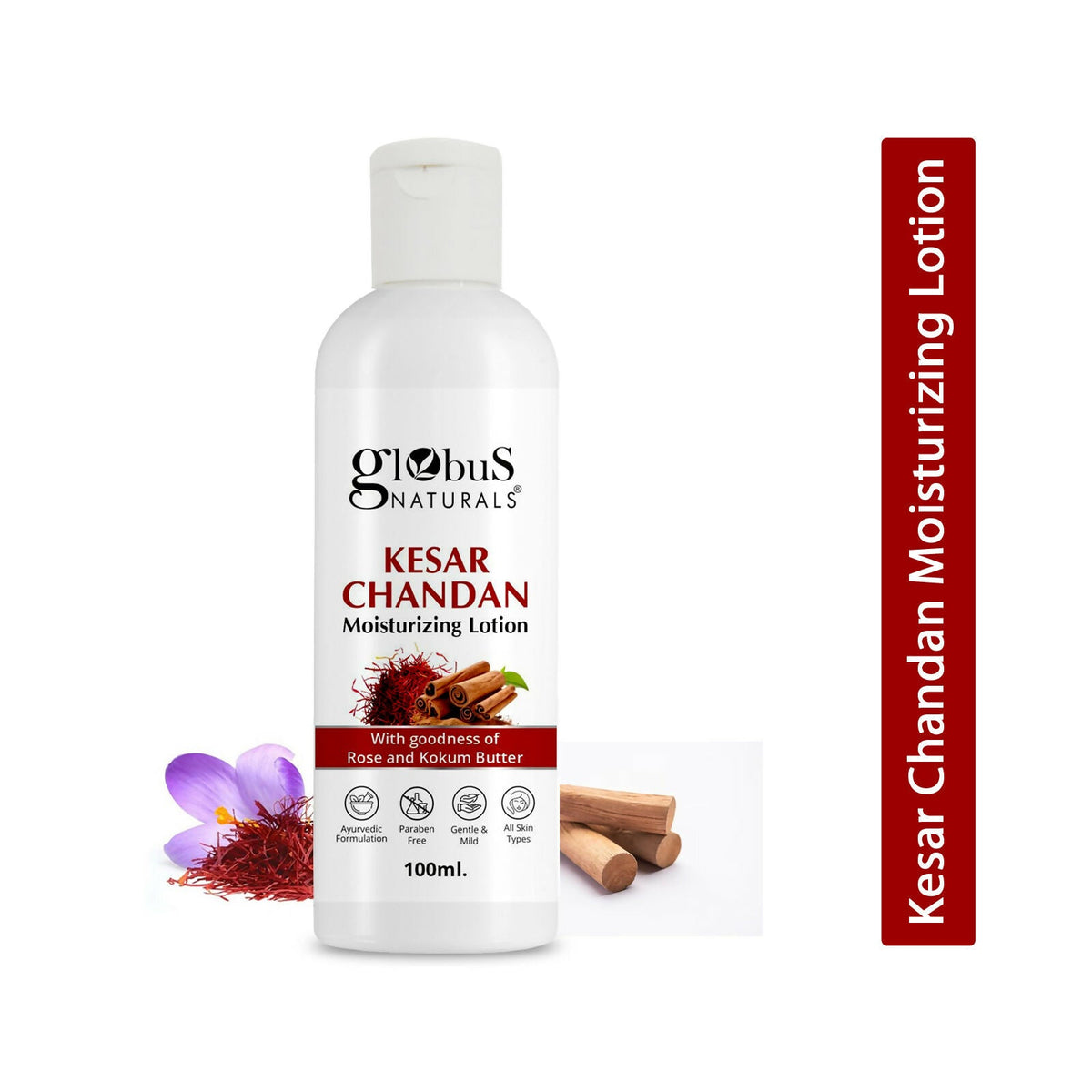 Globus Naturals Kesar Chandan Moisturizing Body Lotion For Silky Soft, Smooth, Radiant Skin, All Skin Types
