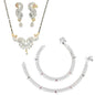 AanyaCentric Gold-Polished Mangalsutra Pendant Earring Set & Silver Plated Anklet