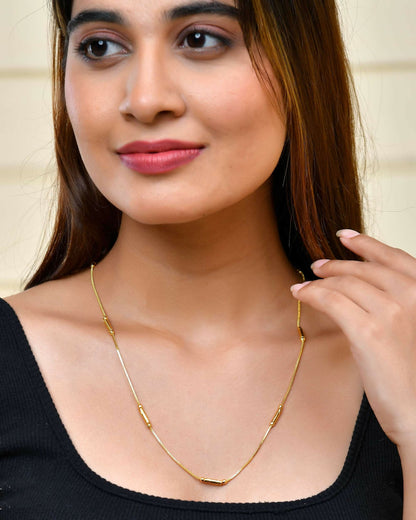 VOJ Gold-Polished Designer Chain With Gold Pipe