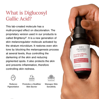 Juicy Chemistry 2% Alpha Arbutin + D-Gallic Acid Face Serum