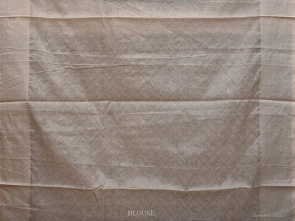 White Cut Work Cotton Handloom Saree with All Over Jamdani Style Design - Global Threads