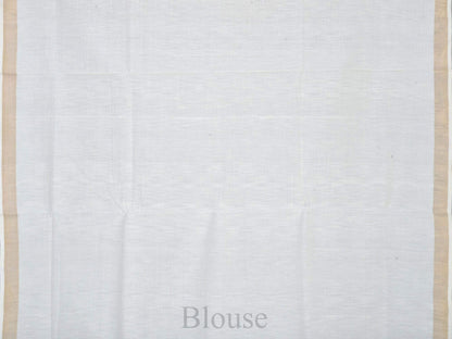 White Khadi Cotton Handloom Saree with Pallu Design - Global Threads