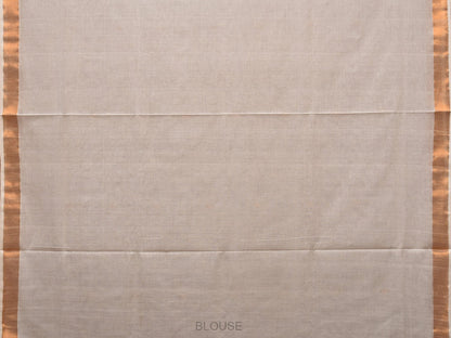White Khadi Cotton Handloom Saree with Parrots Pallu Design - Global Threads