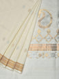 White Uppada Cotton Handloom Saree with Mango Design Pallu - Global Threads