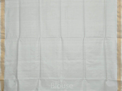 White Uppada Cotton Handloom Saree with Mango Design Pallu - Global Threads