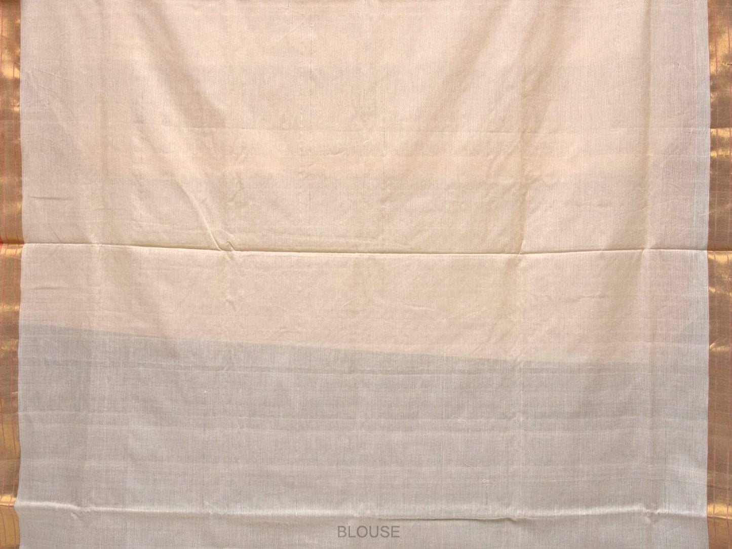 White Uppada Cotton Handloom Saree with Mango Design Pallu - Global Threads