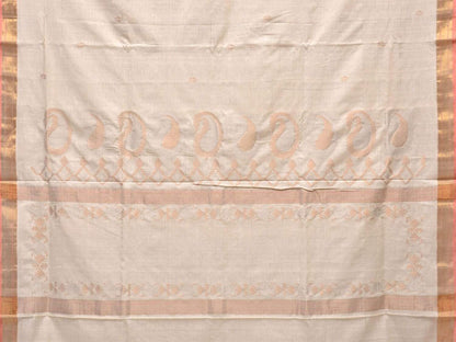 White Uppada Cotton Handloom Saree with Mango Design Pallu - Global Threads