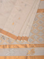 White Uppada Cotton Silk Handloom Saree with Hamsa Pallu Design - Global Threads