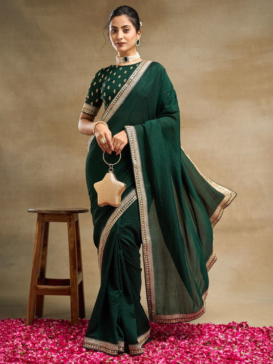 kasee Solid Embroidered Pure Silk Saree