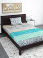 Divine Casa Blue & Grey Ethnic Motifs 120 TC Bedsheet with Pillow Covers