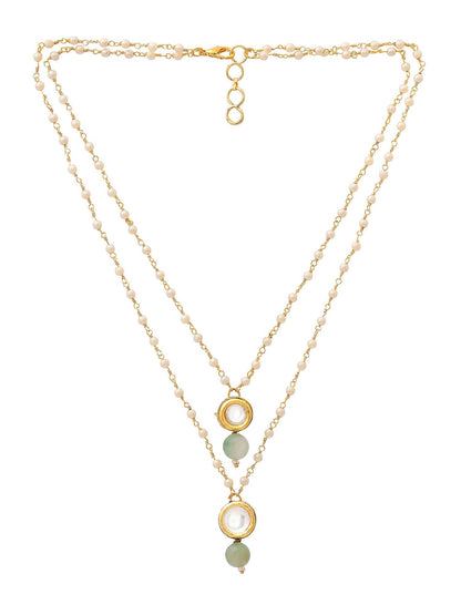 Ruby Raang Green Aventurine & Kundan Necklace