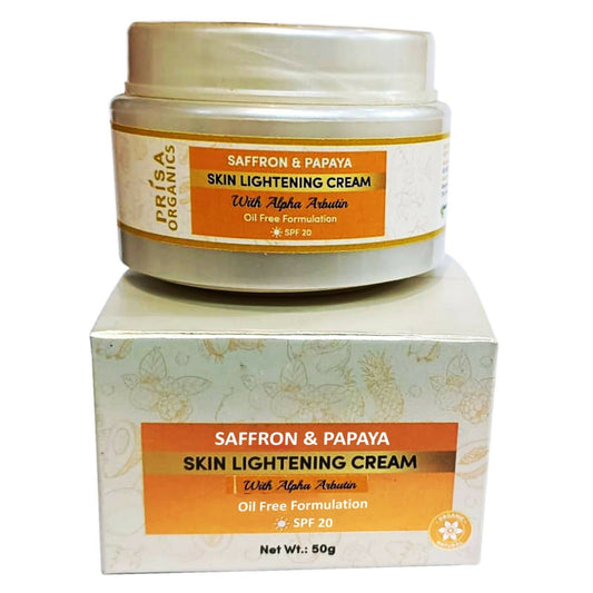 Prisa Organics Saffron & Papaya Skin Lightening Cream With Alpha Arbutin SPF 20