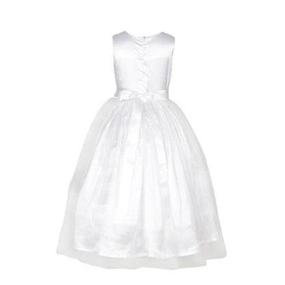 Asmaani Baby Girl's White Satin A-Line Maxi Full Length Dress (AS-DRESS_22001)