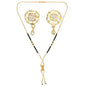 AanyaCentric Gold-Polished Short Mangalsutra Set with Earrings