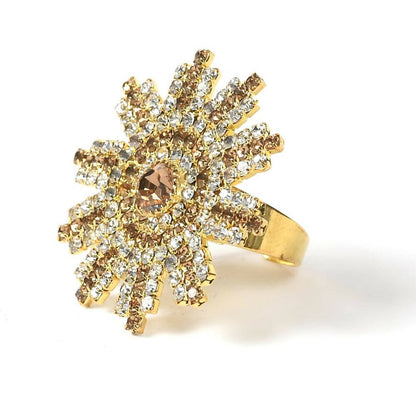 Mominos Fashion Joharkamal Gold-Polished AD Studded Adjustable Finger Ring