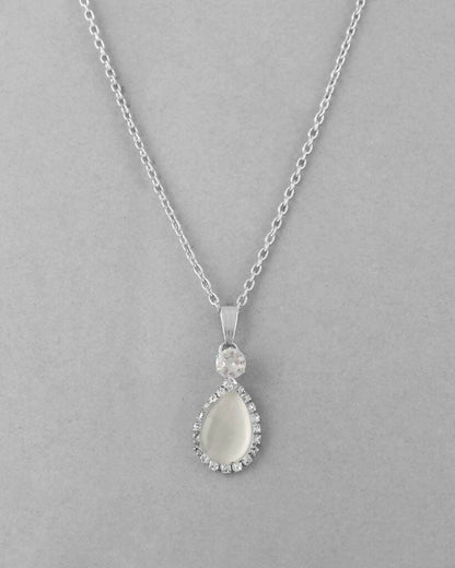 VOJ Silver Plated White Stone With AD Stone Studded Chain Set