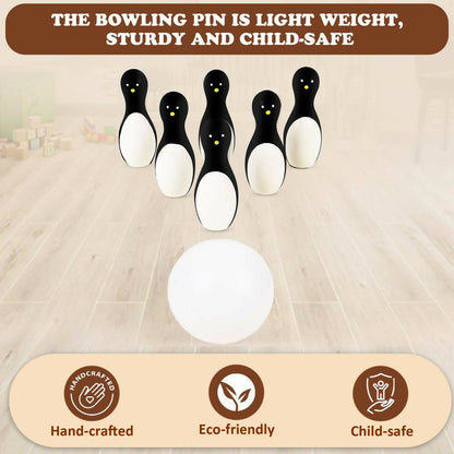 Matoyi Wooden Penguin Bowling Set For Kids