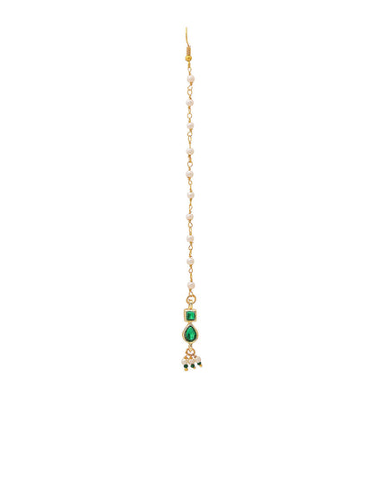 Ruby Raang Green Meenakari Kundan Maang Tikka