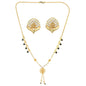 AanyaCentric Gold-Polished Short Mangalsutra Set with Earrings