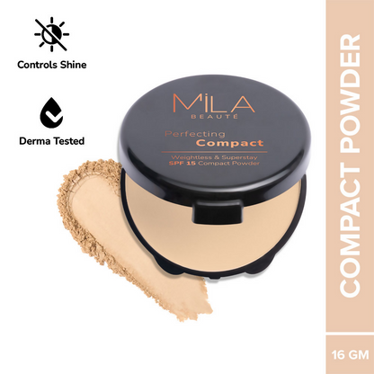 Mila Beaute Superstay Natural Matte Finish Perfecting Compact Powder with SPF 15 - True Beige