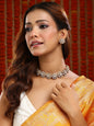 Ruby Raang Gold Polished Kundan Work Gold Kundan Flower Necklace With Stud Earrings