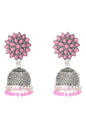 Mominos Fashion Joharkamal Kundan work Jhumka with Baby Pink Beads