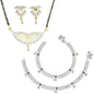 AanyaCentric Gold-Polished Mangalsutra Pendant Earring Set & Silver Plated Anklet