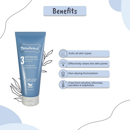 Teenilicious Acne Face Gel With 2% Salicylic Acid & Tea Tree Oil