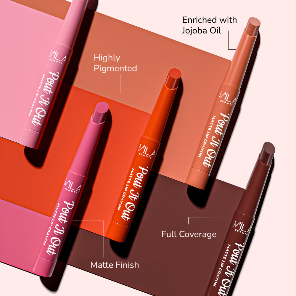 Mila Beaute Pout It Out Long Lasting & Matte Finish Lip Crayon Lipstick - Mulan