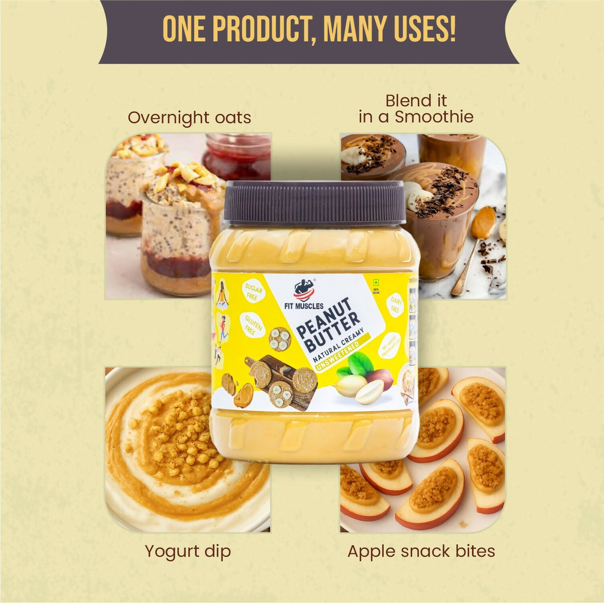 Fit Muscles Natural Peanut Butter Creamy Smooth